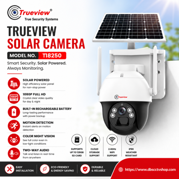 Trueview T18250-A 4MP 4G Solar Mini PT Camera | 18000mAh Battery | Pan Tilt CCTV Camera