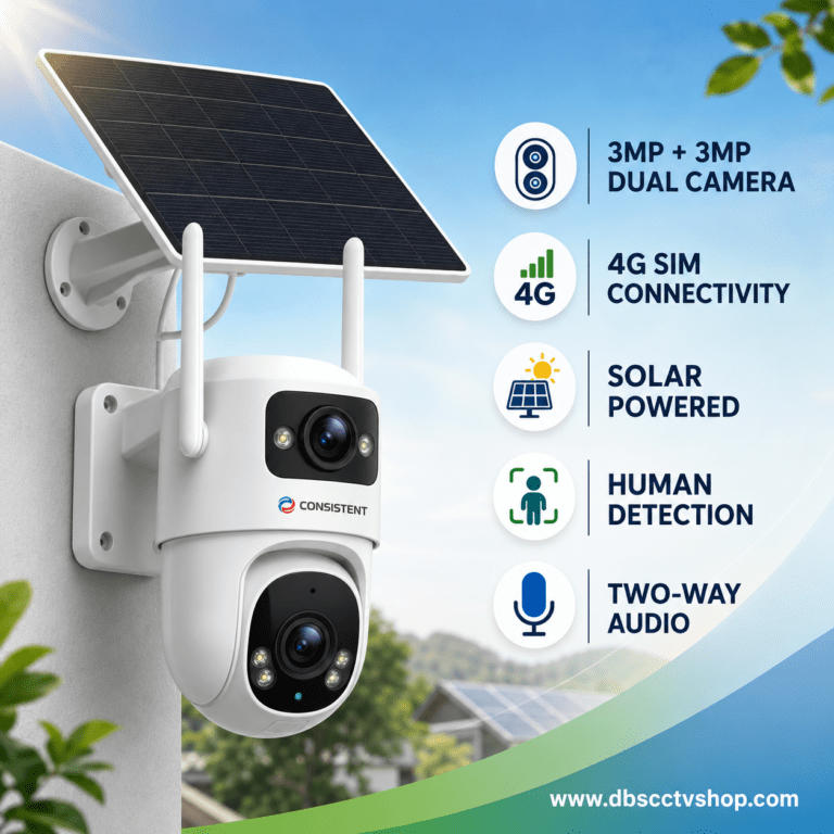 Consistent CT-CM-6MLPT 3MP+3MP 4G Solar Linkage Mini PT Camera