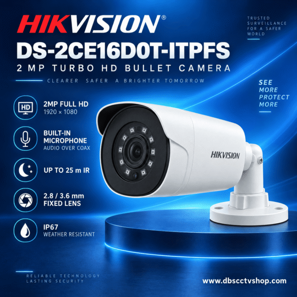 Hikvision DS-2CE16D0T-ITPFS 2MP Audio Fixed Mini Bullet Camera at DBS CCTV Shop