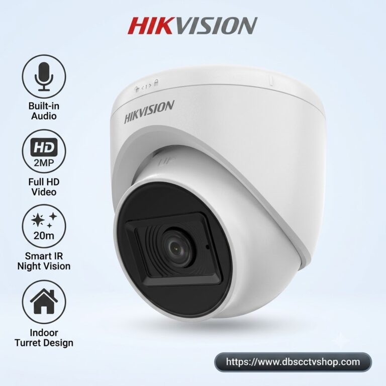 Hikvision DS-2CE76D0T-ITPFS 2MP Audio Fixed Turret Camera for indoor surveillance at DBS CCTV Shop